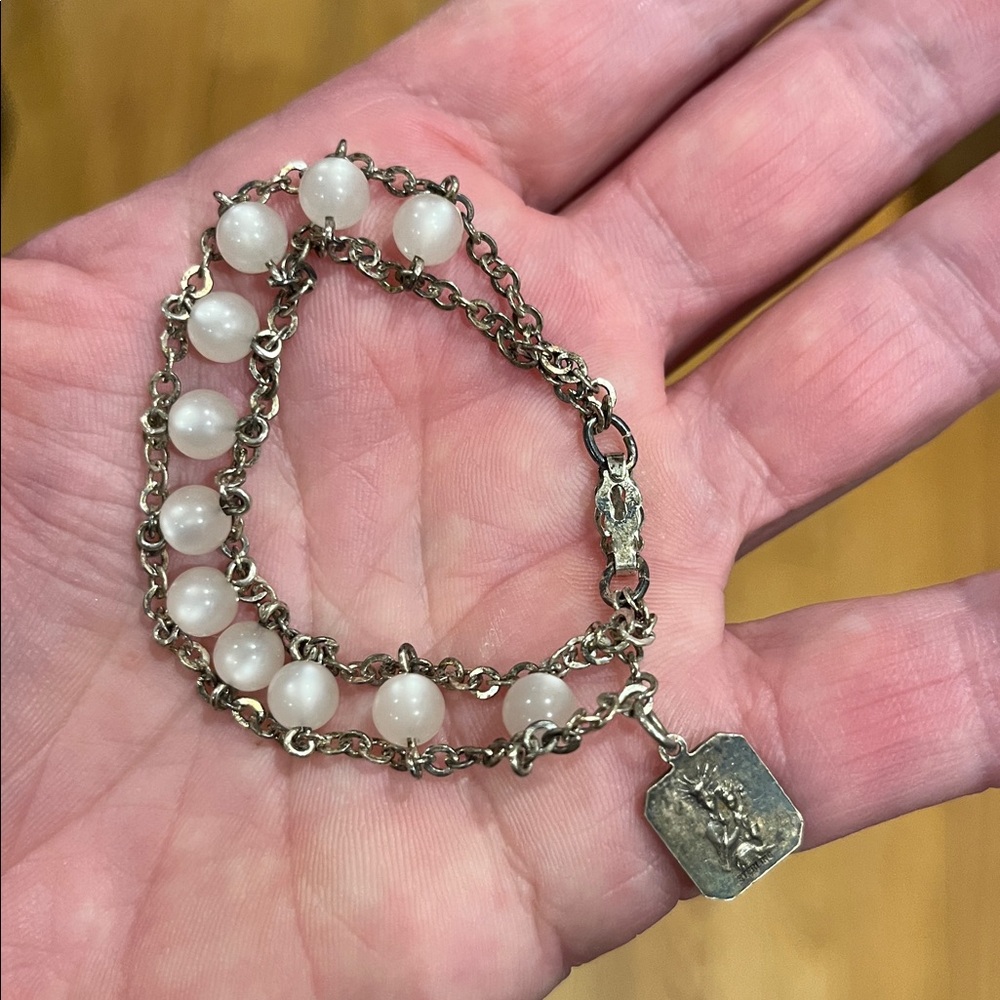 Vintage Sterling Silver Beaded Rosary Bracelet